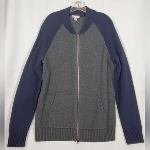 GAP Lambs Wool Full Zip Up Cardigan Sweater Gray Blue